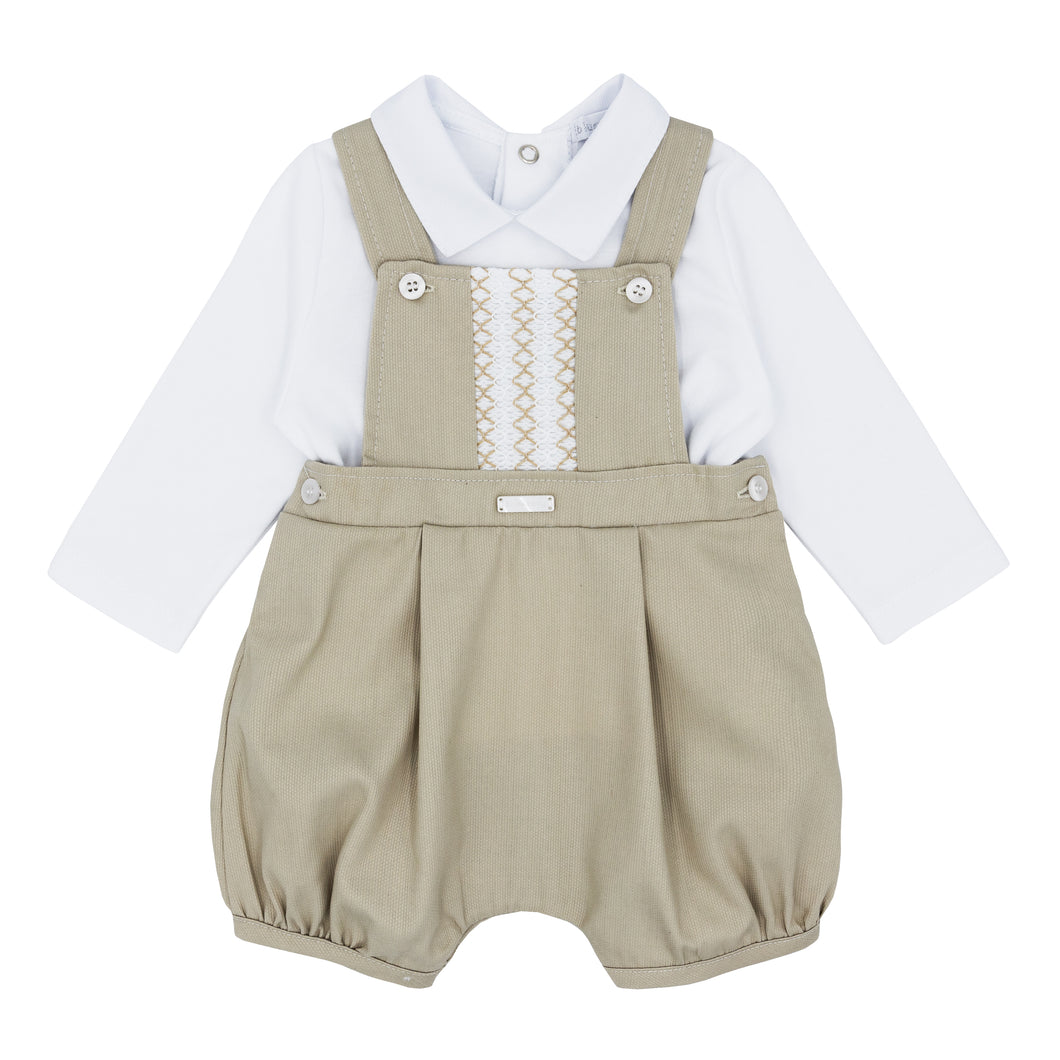 NEW AW24 Blues Baby Beige Smocked Dungaree Outfit BB1593