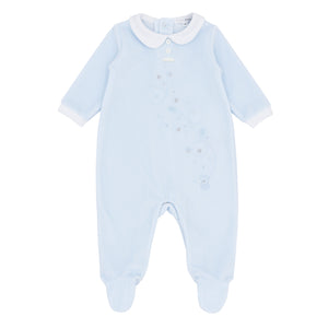 NEW AW25 Blues Baby Blue Velour Babygrow BB2060