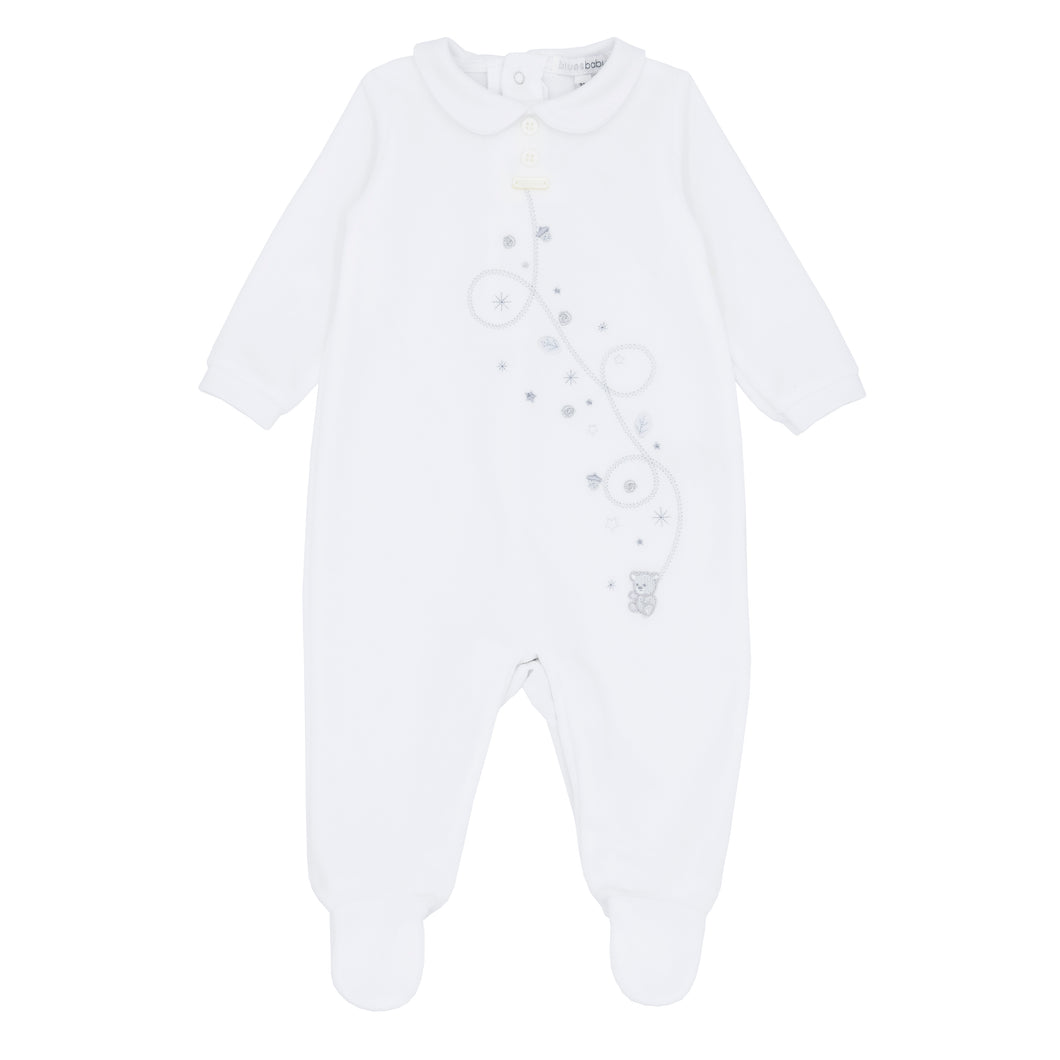 NEW AW25 Blues Baby Unisex White Velour Babygrow BB2060