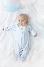 Load image into Gallery viewer, NEW AW25 Blues Baby Blue Velour Babygrow BB2064