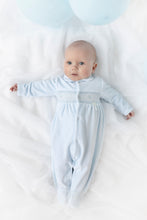 Load image into Gallery viewer, NEW AW25 Blues Baby Blue Velour Babygrow BB2066