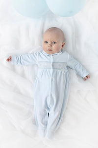 NEW AW25 Blues Baby Blue Velour Babygrow BB2066
