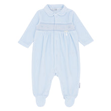 Load image into Gallery viewer, NEW AW25 Blues Baby Blue Velour Babygrow BB2066