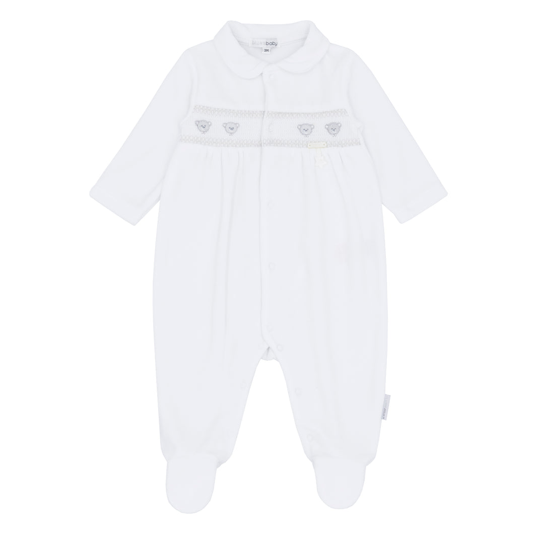 NEW AW25 Blues Baby White Unisex Velour Babygrow BB2066