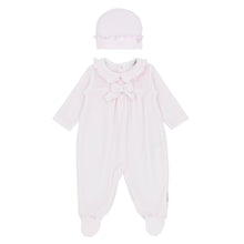 Load image into Gallery viewer, NEW AW25 Blues Baby Pink Velour Babygrow with hat BB2069