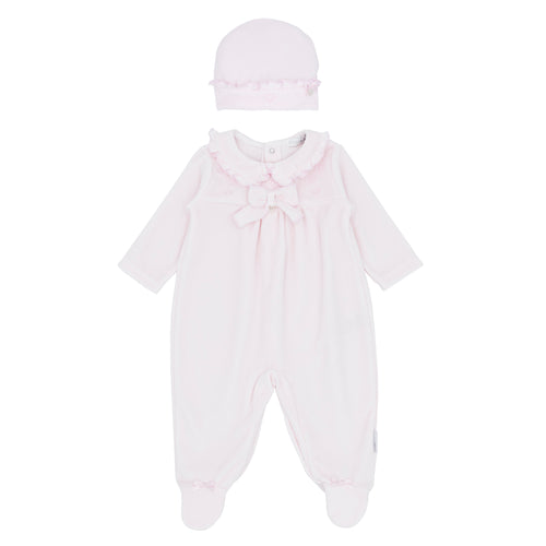 NEW AW25 Blues Baby Pink Velour Babygrow with hat BB2069