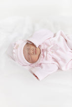 Load image into Gallery viewer, NEW AW25 Blues Baby Pink Velour Babygrow with hat BB2069