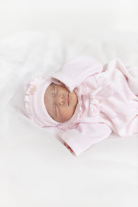 NEW AW25 Blues Baby Pink Velour Babygrow with hat BB2069