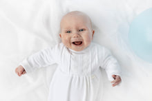 Load image into Gallery viewer, NEW AW25 Blues Baby White Unisex Velour Babygrow BB2073