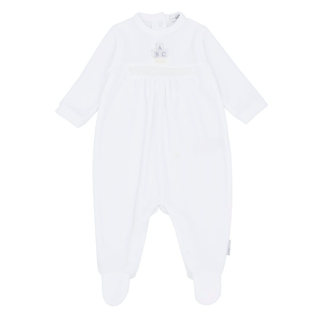 NEW AW25 Blues Baby White Unisex Velour ABC Babygrow BB2074