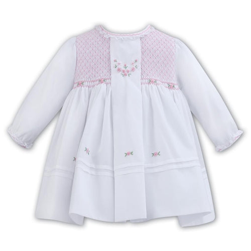 NEW AW25 Sarah Louise Girls Smocked Dress C7002Z White/Pink