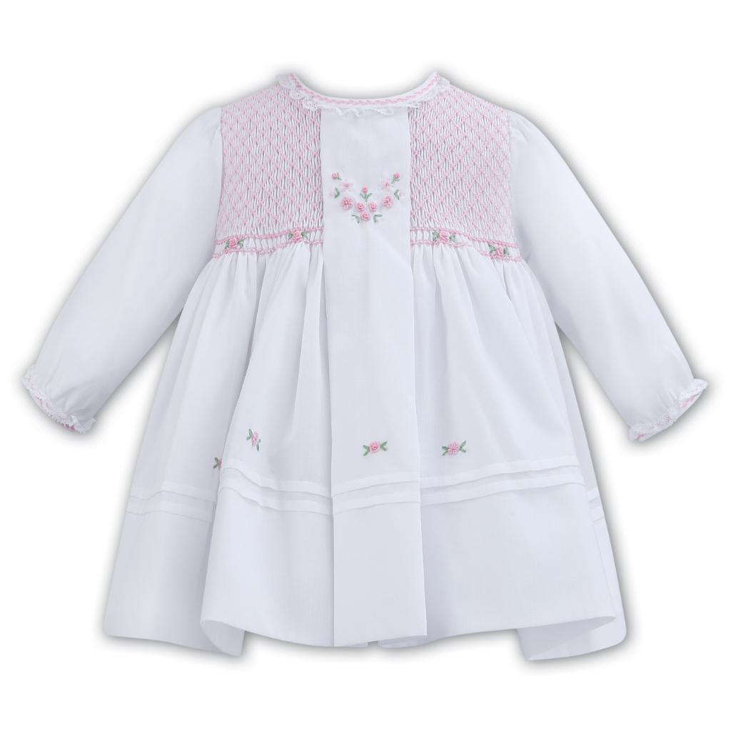 NEW AW25 Sarah Louise Girls Smocked Dress C7002Z White/Pink