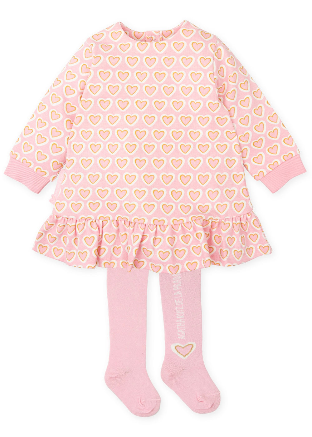 NEW AW24 Agatha Ruiz De La Prada Girls Heart Dress and Tights 9223 PALE PINK