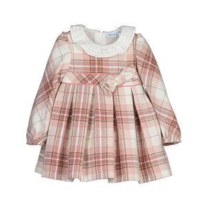 NEW AW24 Mayoral Plaid Dress 2903 Blush Pink/74