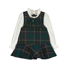 Load image into Gallery viewer, NEW AW24 Abel and Lula Bottle Green Plaid Pinnafore Dress 5511