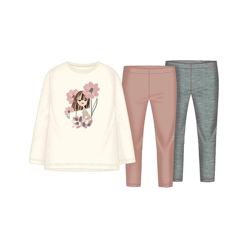 NEW AW25 Mayoral Girls 3 Piece Leggings Set 4724 Pink 47