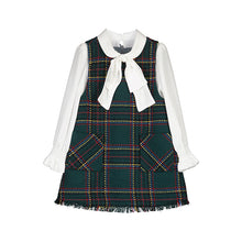 Load image into Gallery viewer, PRE ORDER - NEW AW24 Abel and Lula Plaid Pinnafore Dress Bottle Green 5527