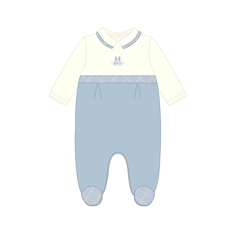 PRE ORDER - NEW AW24 Mayoral Boys Velour Babygrow 2791 Sky Blue/27