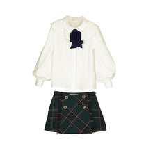 Load image into Gallery viewer, NEW AW24 Abel and Lula Bottle Green Plaid Skirt Set 5546