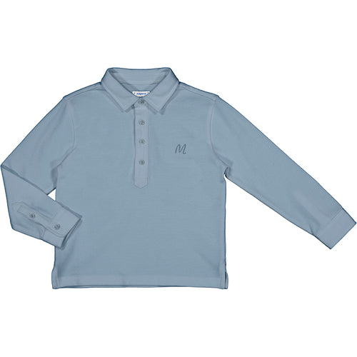 PRE ORDER - NEW AW24 Mayoral Boys Polo Shirt 4101 Dusky Blue 33