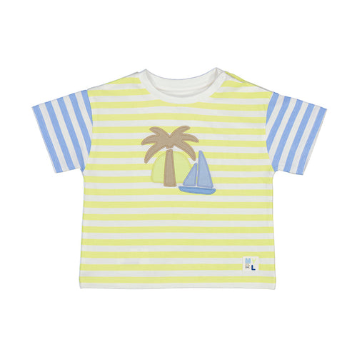 NEW SS24 Mayoral Boys Striped T-shirt Lime/43 1027