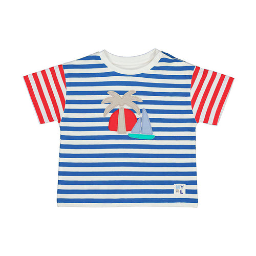 NEW SS24 Mayoral Boys Striped T-shirt Blue/45 1027