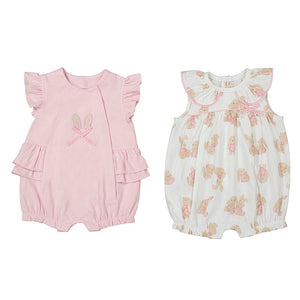 NEW SS24 Mayoral Girls Pack of 2 Bunny Rompers Pink/69 1706