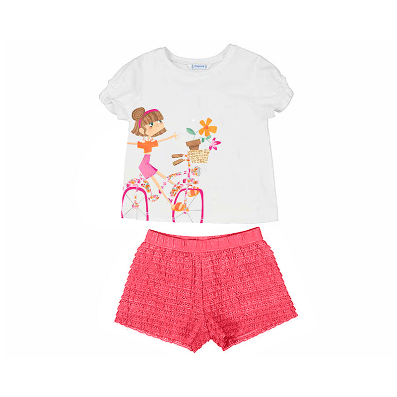 PRE ORDER - NEW SS25 Mayoral Girls Shorts Set 3211 Magenta/89