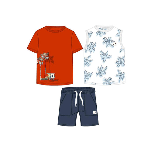 PRE ORDER - NEW SS25 Mayoral Boys 3 Piece Shorts Set 3606 Red/94