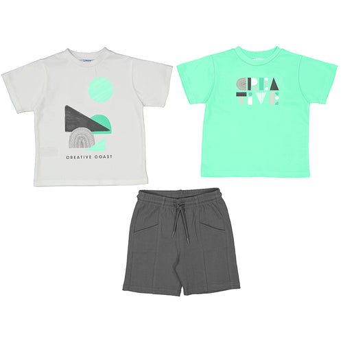 PRE ORDER - NEW SS25 Mayoral Boys 3 Piece Shorts Set 3602 Aqua/77