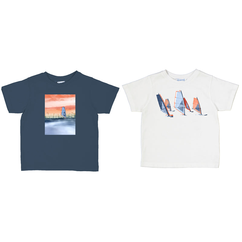 PRE ORDER - NEW SS25 Mayoral Boys twin pack of T Shirts 3049 Midnight/18