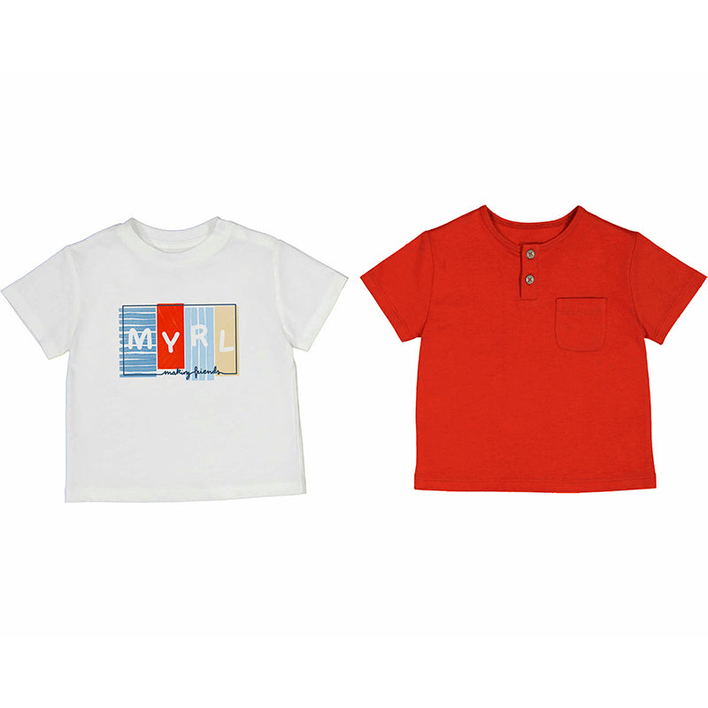 PRE ORDER - NEW SS25 Mayoral Boys 2 Pack of t shirts 1060 Red/36