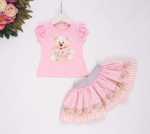 NEW SS24 NeonKids Pink Teddy Skirt Set