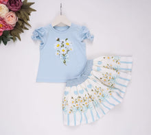 Load image into Gallery viewer, NEW SS24 NeonKids Blue Flower Skirt Set