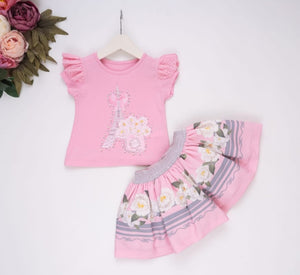 NEW SS24 NeonKids Pink Paris Skirt Set