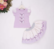 Load image into Gallery viewer, NEW SS24 NeonKids Lilac Bow Skirt Set