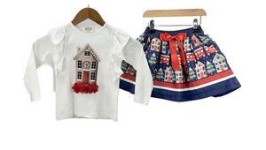 NEW AW24 Neon Kid Festive Skirt Set NAVY