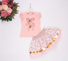 Load image into Gallery viewer, NEW SS25 Neon kid Bow Skirt Set PEACH