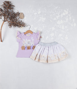 NEW SS25 Neon kid Teddy Skirt Set LILAC