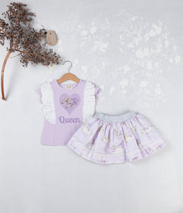 NEW SS25 Neon kid Queen Skirt Set LILAC