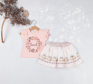 NEW SS25 Neon kid Sweet Skirt Set PEACH