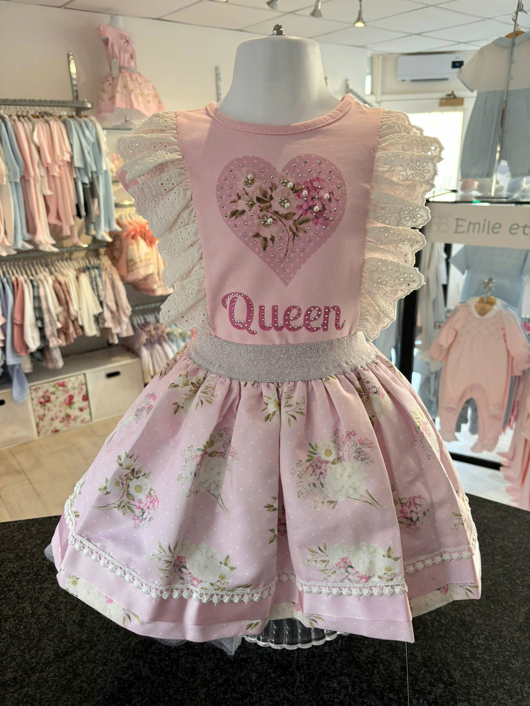 NEW SS25 Neon kid Queen Skirt Set PINK