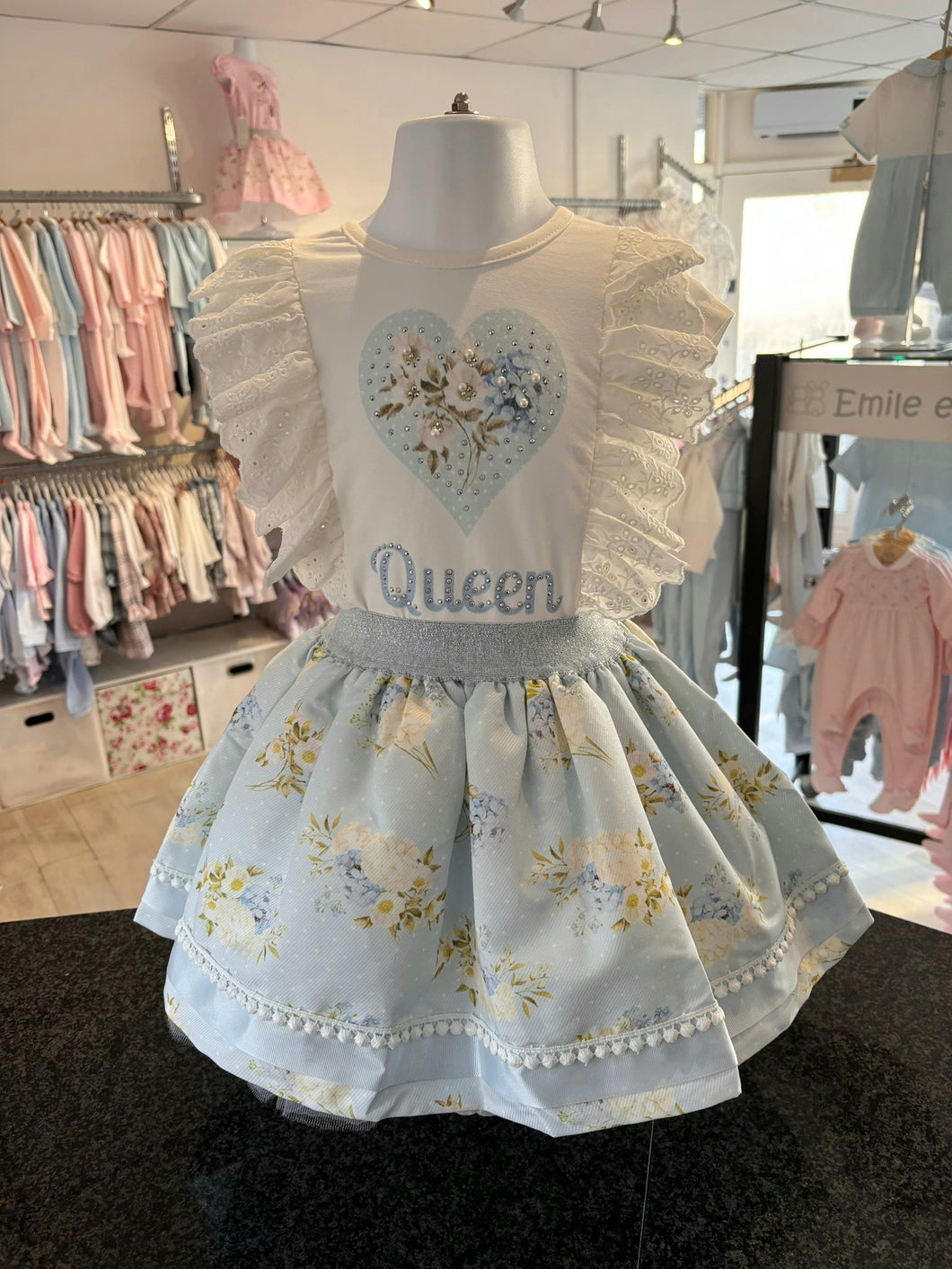 NEW SS25 Neon kid Queen Skirt Set BLUE