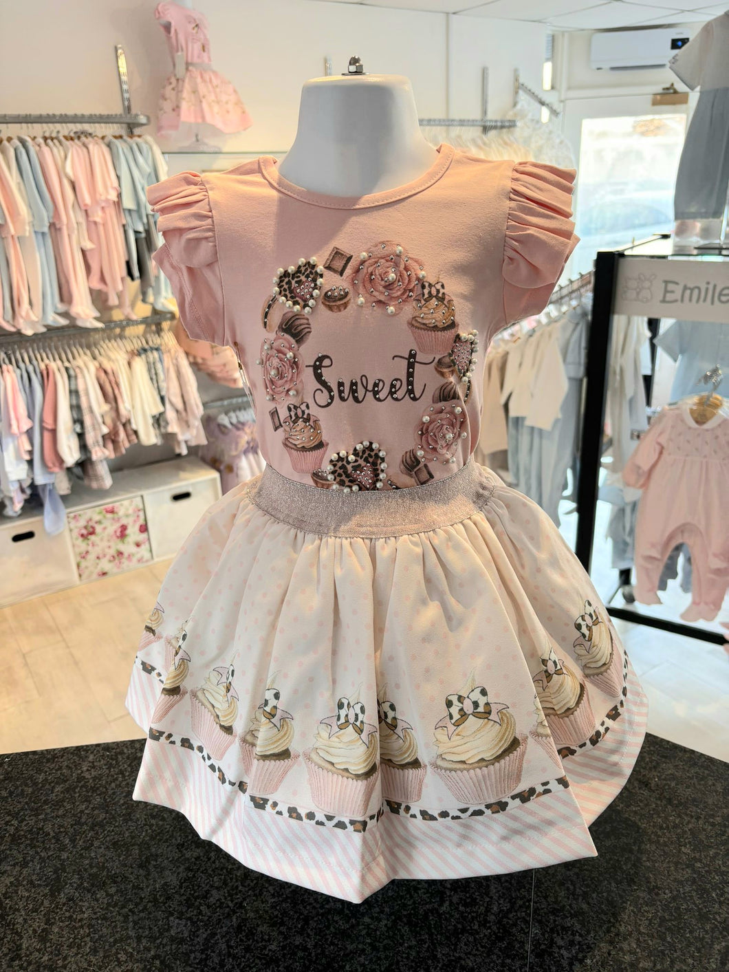 NEW SS25 Neon kid Sweet Skirt Set PEACH