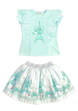 Load image into Gallery viewer, NEW SS26 Giorgio Bambini Eiffel Tower Skirt Set TURQUOISE