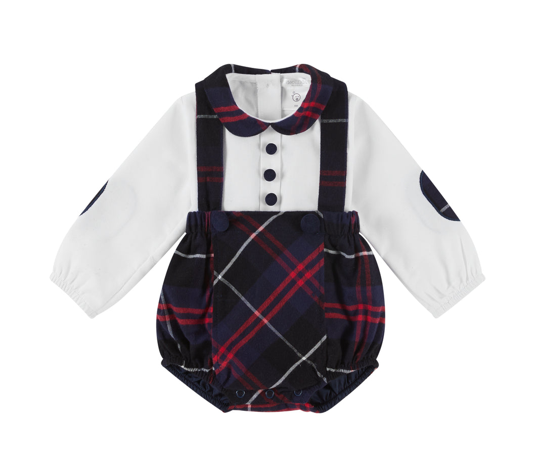 NEW AW23 Deolinda Chicago Boys Tartan Romper Outfit 236116