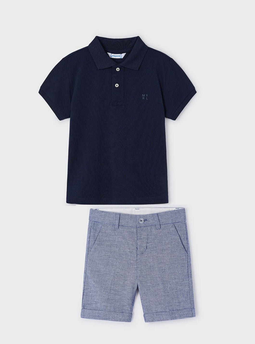 NEW SS24 Mayoral Boys Polo Top Shorts Set Navy 80/78 3101/3267