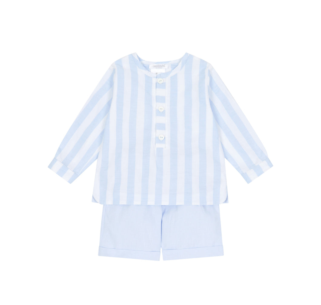 NEW SS24 Deolinda Kiko Blue Striped Shorts Set 24806