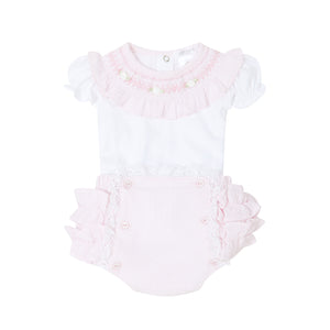 NEW SS24 Deolinda Lizzie Pink Smocked Jam Pants Outfit 24737