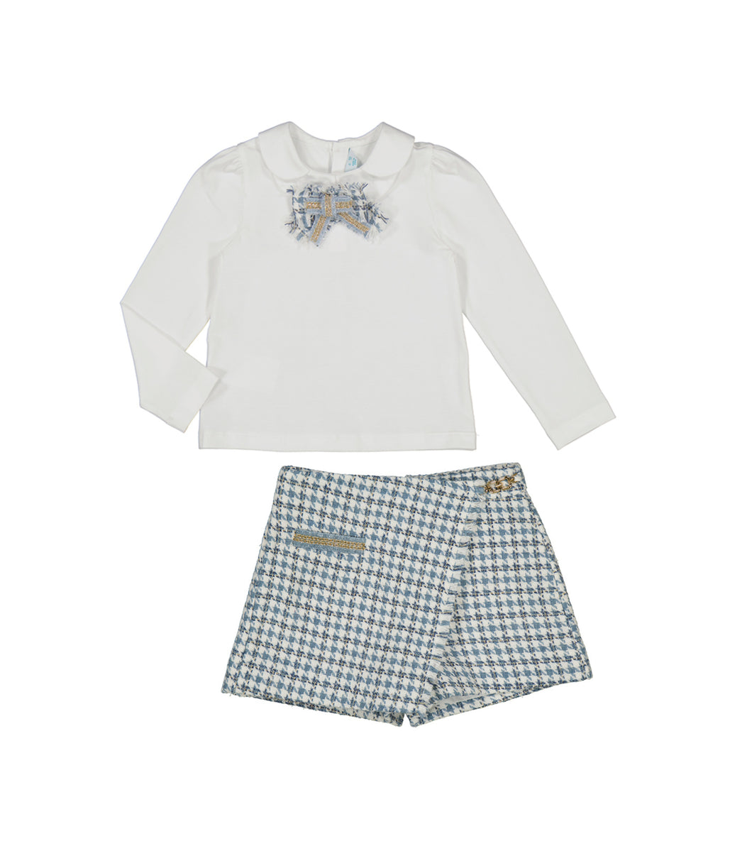 NEW AW24 Abel and Lula Blue Houndstooth Skirt Set 5674/5711